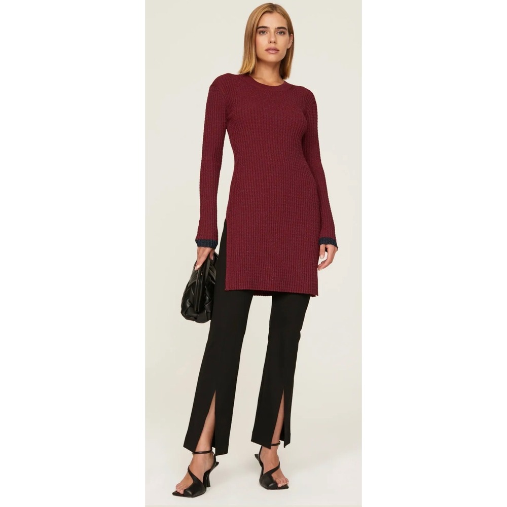 Marina Mascone Red Ribbed Tunic Sweater Size Small